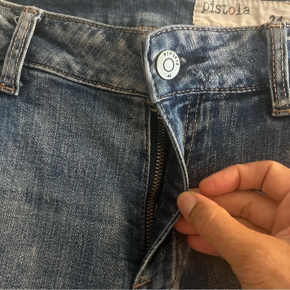 Pistola Denim Mid Rise Slim Fit Distressed Jeans Size 31 Medium Wash Inseam 26” - Picture 6 of 10